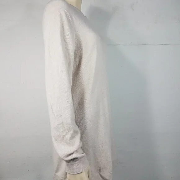 Isle of Skye beige 100% Cashmere crew neck pullover tunic sweater women Large 42 - Picture 3 of 7